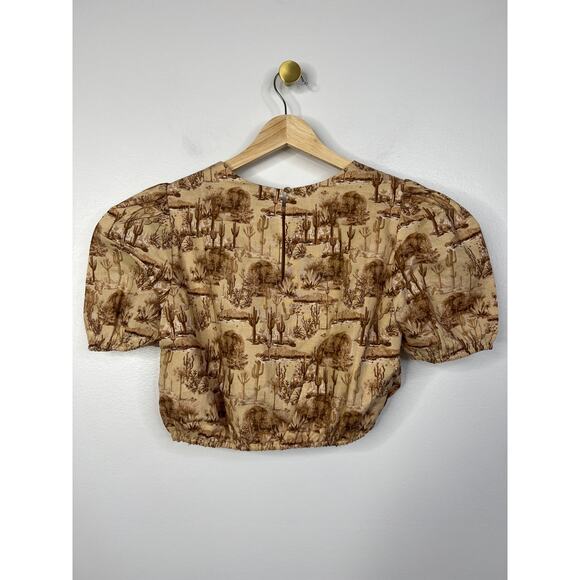 NWT Cami NYC Flor Crop Versatile Puff Sleeve Blouse Top Women's Desert Size: XS - Picture 7 of 10